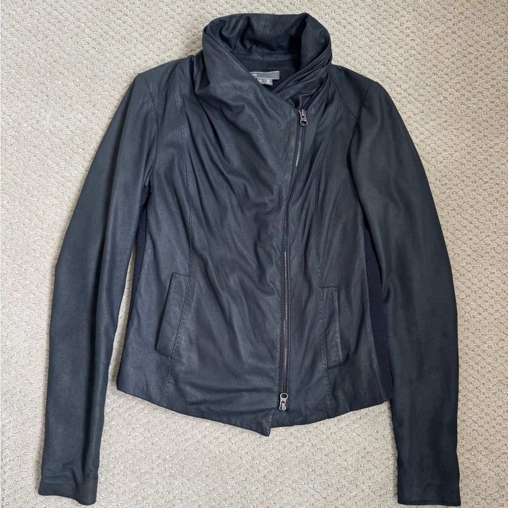 Vince Black Leather Jacket small